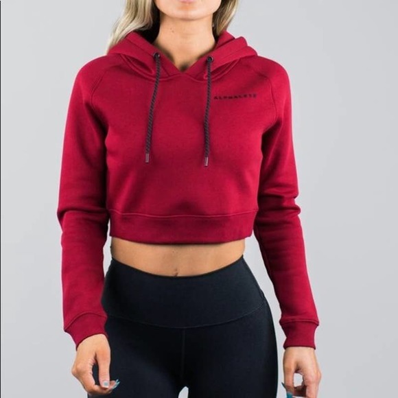 Alphalete Sweaters - Alphalete Crop Pullover Hoodie Dark Red Size XS